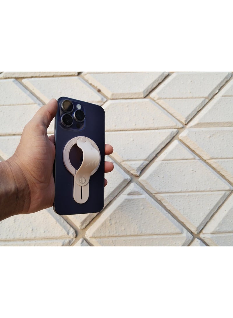 PAST WORLD Magnetic iPhone grip compatible with MagSafe, versatile, stylish and practical design, brown - Image 3